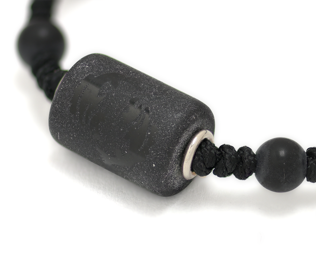 Zodiac Sign Sterling Silver Rings Black Cord Threaded Amulet Bracelet