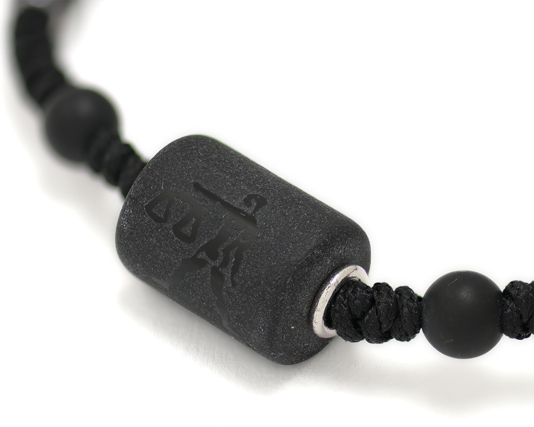 Zodiac Sign Sterling Silver Rings Black Cord Threaded Amulet Bracelet