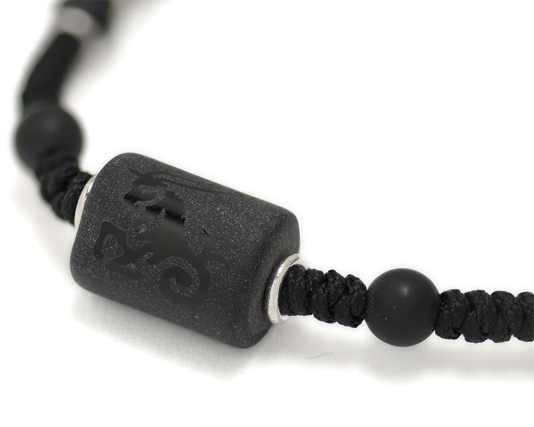 Zodiac Sign Sterling Silver Rings Black Cord Threaded Amulet Bracelet