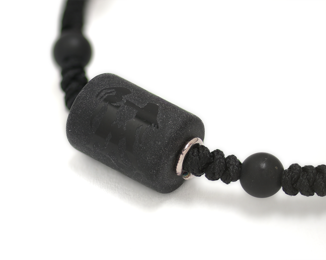 Zodiac Sign Sterling Silver Rings Black Cord Threaded Amulet Bracelet