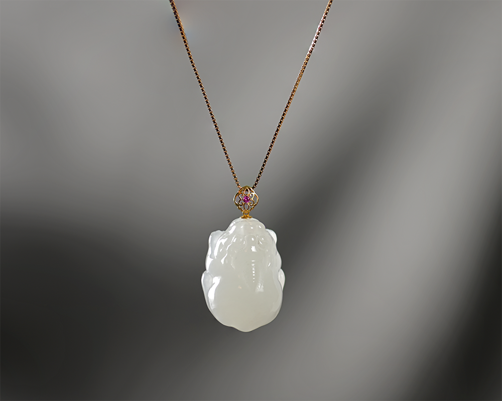 Jade Gemstone Perfection Gold Necklace Pendant