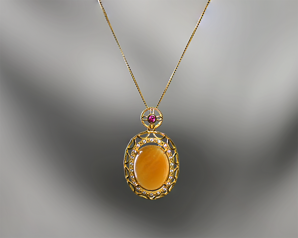 Jade Gemstone Perfection Gold Necklace Pendant