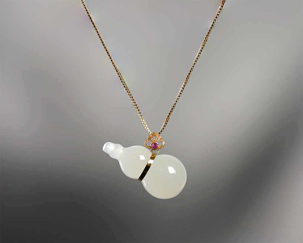 Jade Gemstone Perfection Gold Necklace Pendant