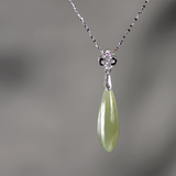 Seaform Green Jade Necklace Pendant with Sterling Silver Chain