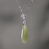 Seaform Green Jade Necklace Pendant with Sterling Silver Chain