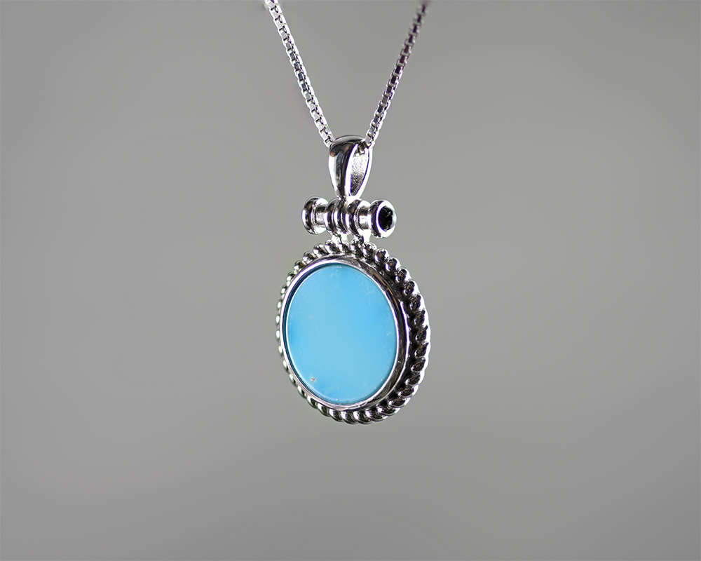Turquoise Tranquility Medallion Gemstone Silver Necklace Pendant