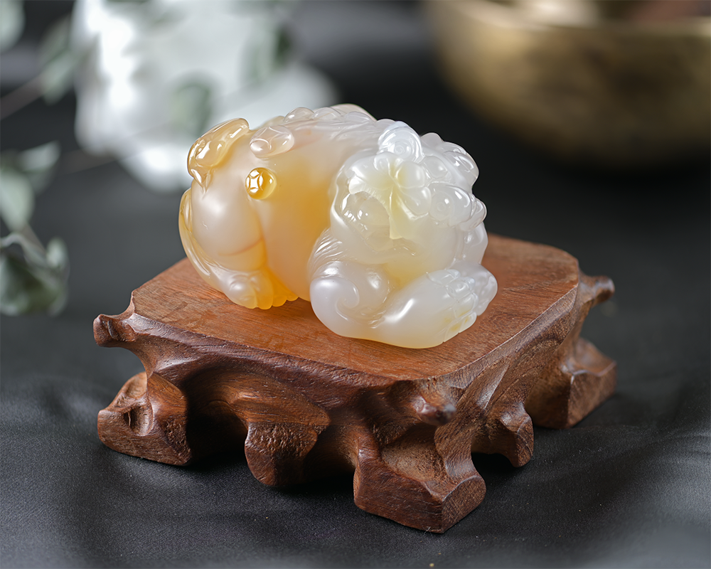 Mirage Dragon Opaline Pearl Agate Sculpture