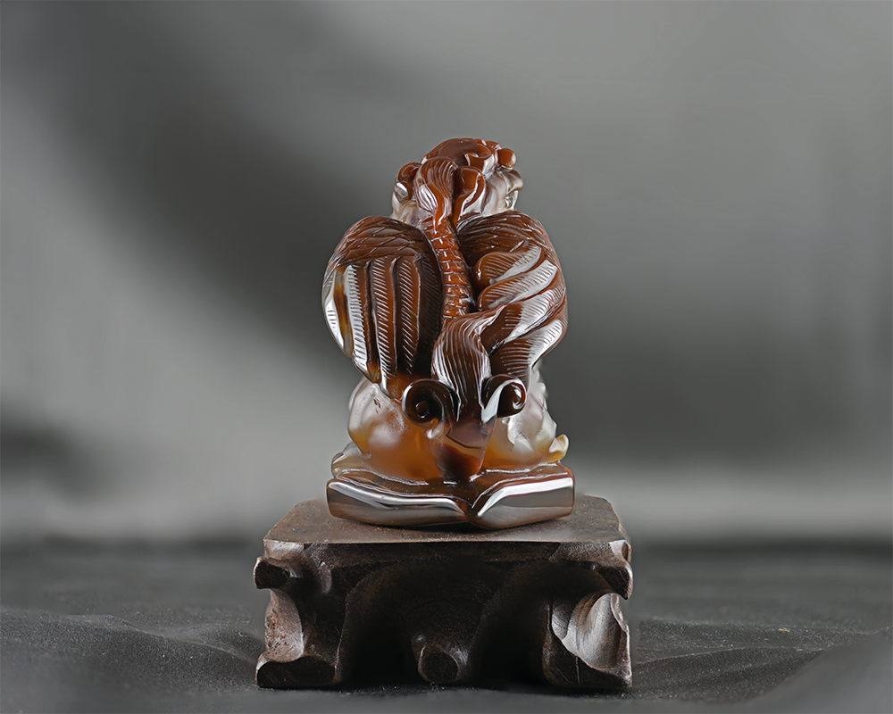 Blazing Dragon Crimson Rouge Agate Sculpture