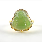 Jubilation Green Jade Buddha Gold RingVR H Concepts