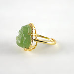 Jubilation Green Jade Buddha Gold RingVR H Concepts