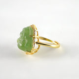 Jubilation Green Jade Buddha Gold RingVR H Concepts