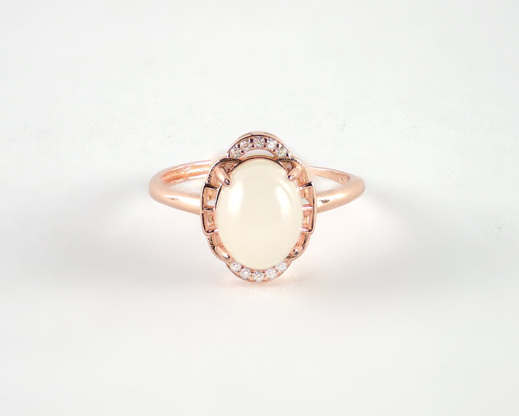 White Jade Rose Gold RingVR H Concepts