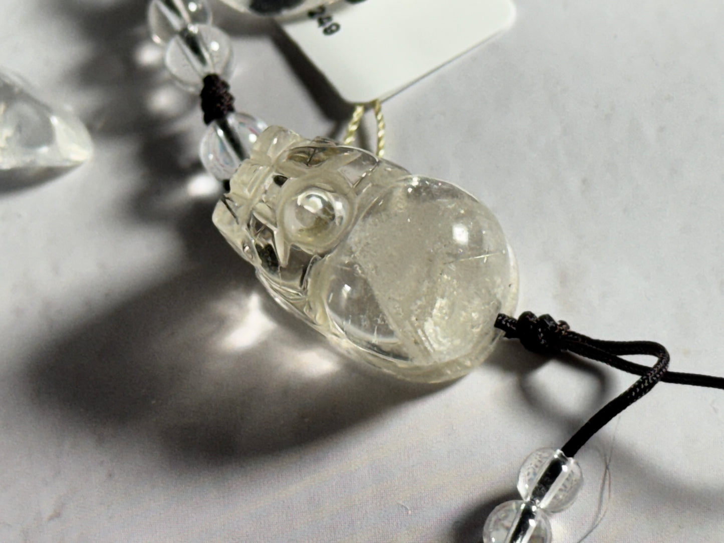 White Phantom Pixiu Pyramid Crystal Phone Charm