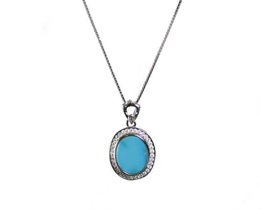 Turquoise Oceanic Opulence Gemstone Silver Necklace Pendant