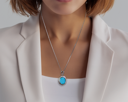 Turquoise Oceanic Opulence Gemstone Silver Necklace Pendant