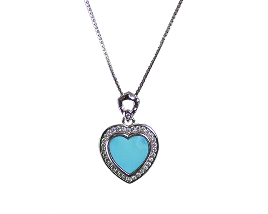 Turquoise Love Heart Gemstone Silver Necklace Pendant