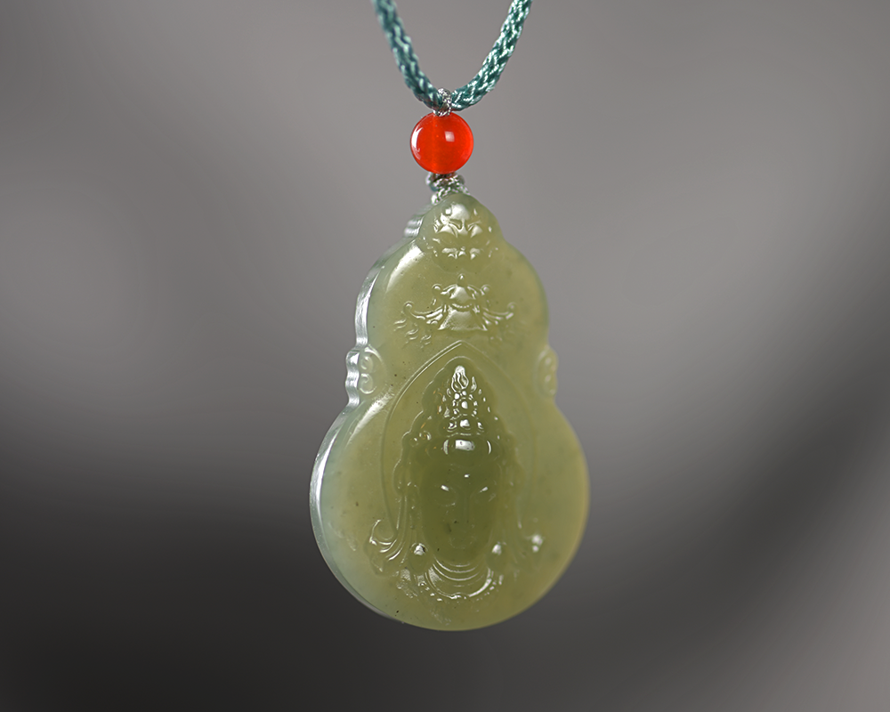 Jade buddha store necklace charm