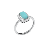 Turquoise Radiant Gemstone Aquaray Sterling Silver Handcrafted Ring