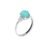 Turquoise Oval Gemstone Turqular Silver Ring