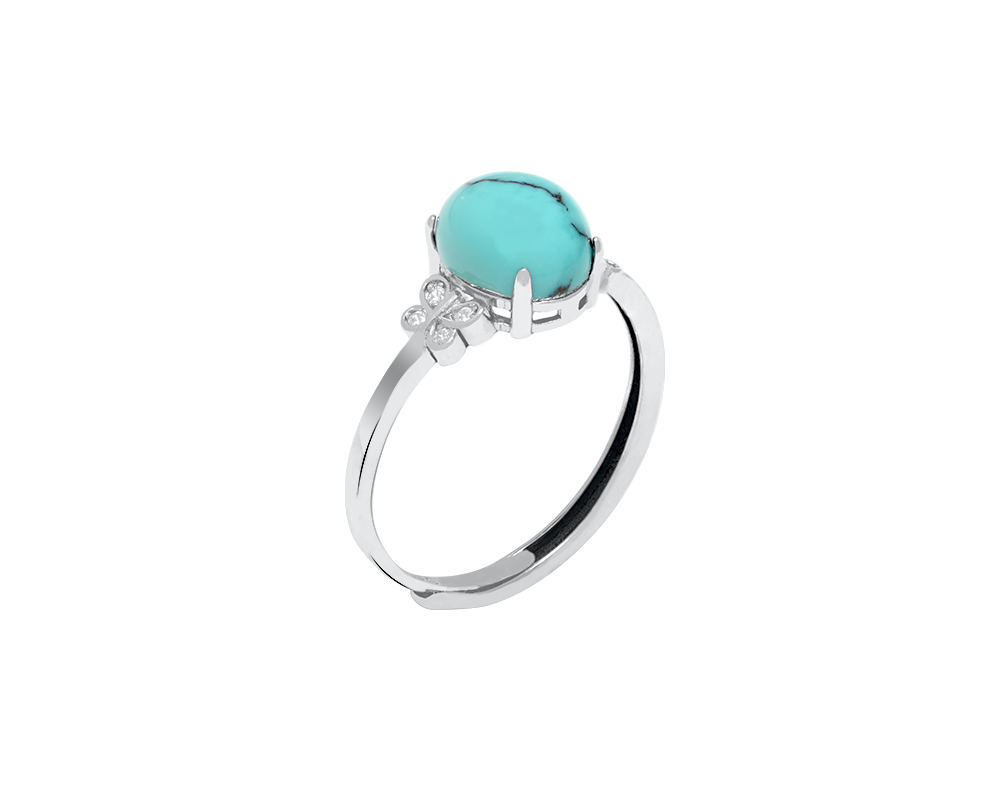 Turquoise Oval Gemstone Turqular Silver Ring