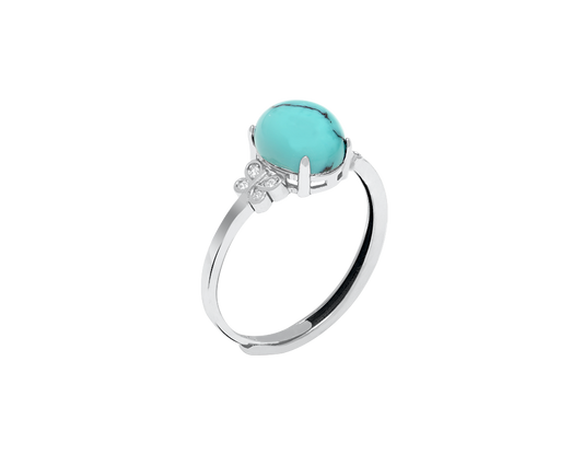 Turquoise Oval Gemstone Turqular Silver Ring