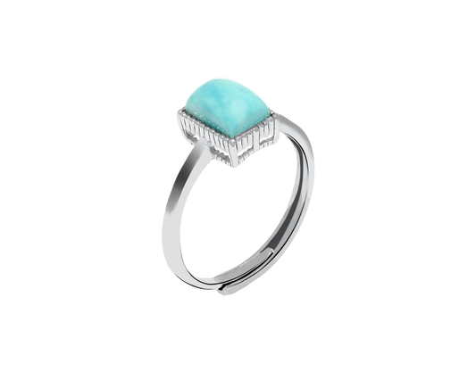 Turquoise Radiant Gemstone Azurelle Sterling Silver Ring