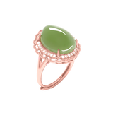 Dual Tone Green Jade Gemstone Rose Gold Ring