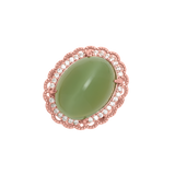 Dual Tone Green Jade Gemstone Rose Gold Ring