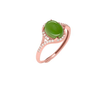 Flourish Green Jade Gemstone Rose Gold Ring