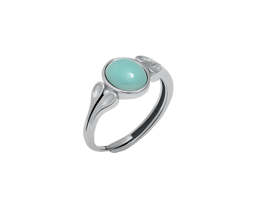 Turquoise Round Gemstone Lustraza Sterling Silver Ring