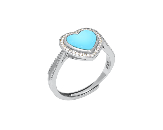Turquoise Love Heart Gemstone Silver Ring