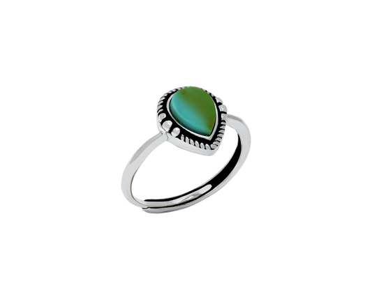 Turquoise Pear Drop Dual Tone Gemstone Silver Ring
