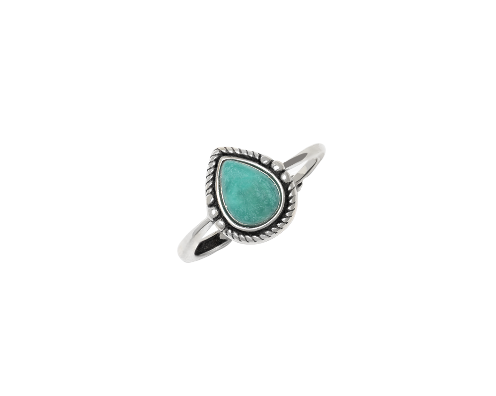Turquoise Pear Drop Gemstone Silver Ring