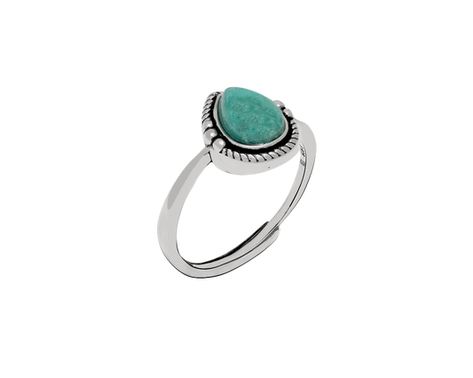 Turquoise Pear Drop Gemstone Silver Ring