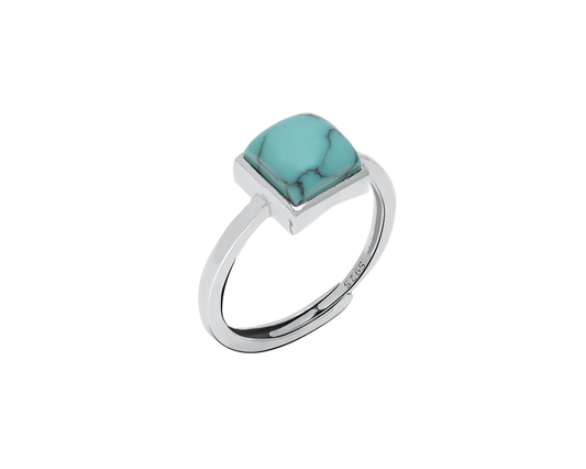 Turquoise Square Gemstone Azure Sterling Silver Ring
