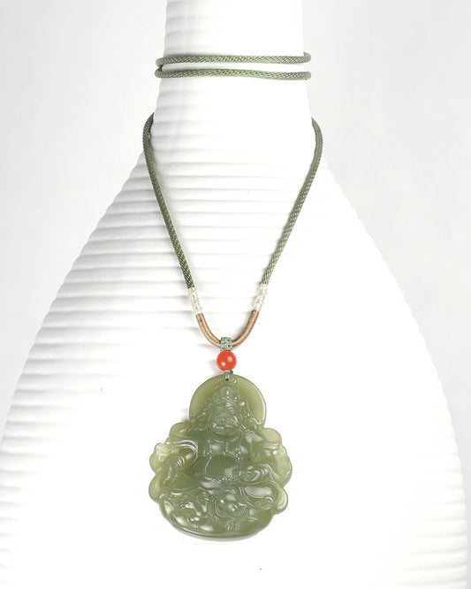 Divine Enchantment Green Jade Buddha Necklace PendantVR H Concepts