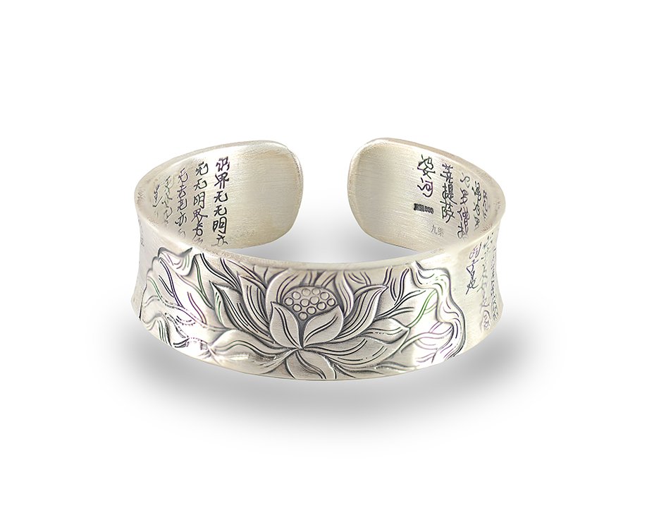 Lotus Silver Handcrafted Bangle BraceletVR H Concepts