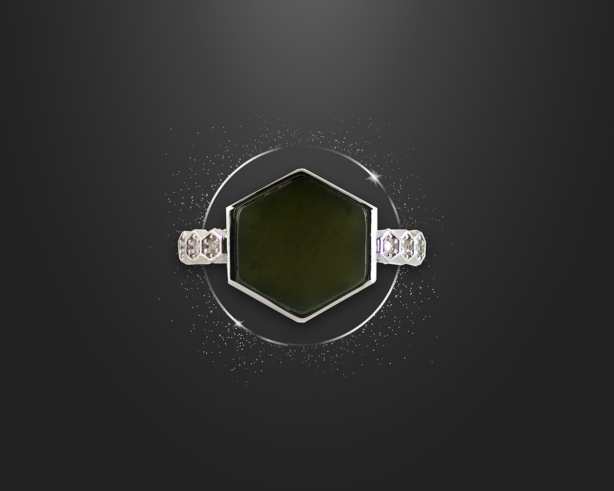 Obsidian Black Jade Silver RingVR H Concepts